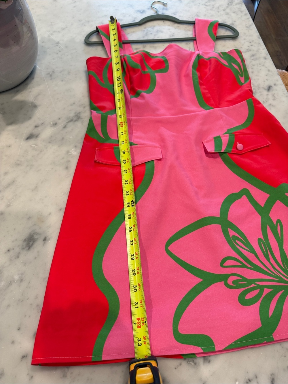 Alden Adair Pink and Red Floral Mini Dress with Green Accents - Picture 6 of 7